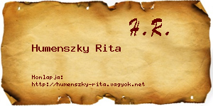 Humenszky Rita névjegykártya